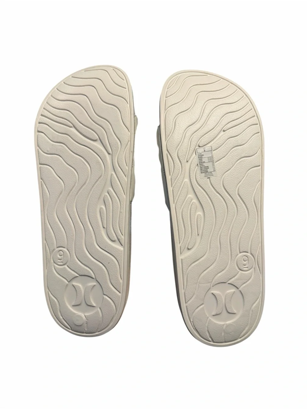 Hurley Cream/White Slide Sandals with Embossed Logo